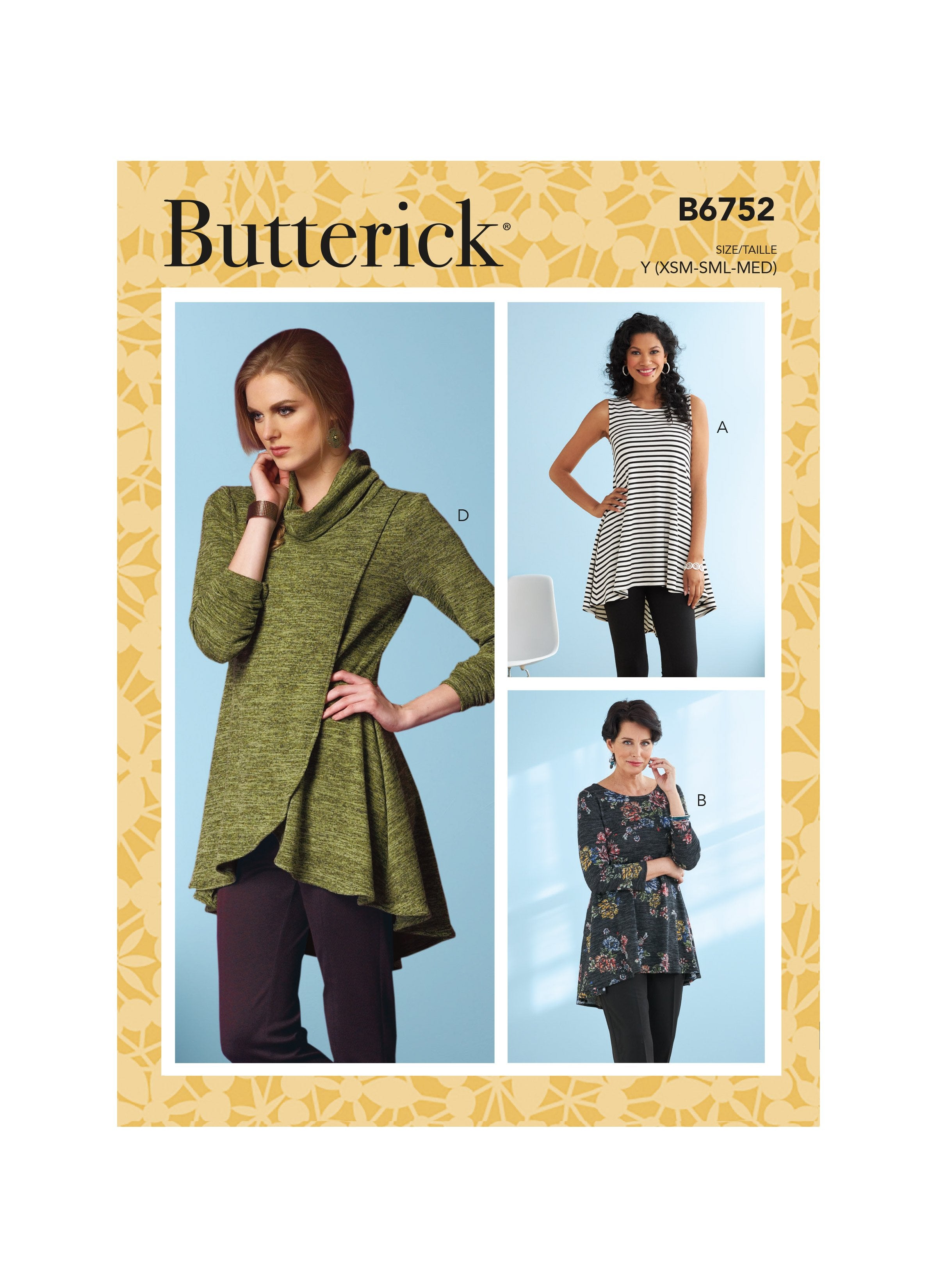 Butterick Sewing Pattern 6752 Misses' Fit and Flare Knit Tunics from Jaycotts Sewing Supplies