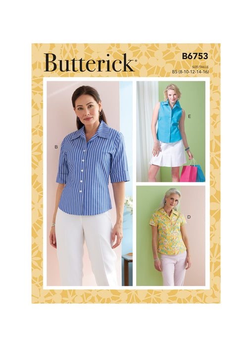 Butterick Sewing Pattern 6753 Misses'/Misses' Petite Button-Down Shirts from Jaycotts Sewing Supplies