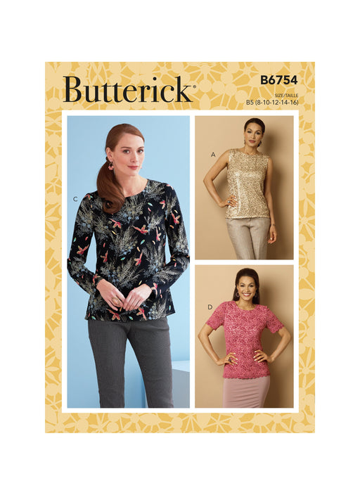 Butterick Sewing Pattern 6754 Misses' Keyhole-Closure Tops from Jaycotts Sewing Supplies