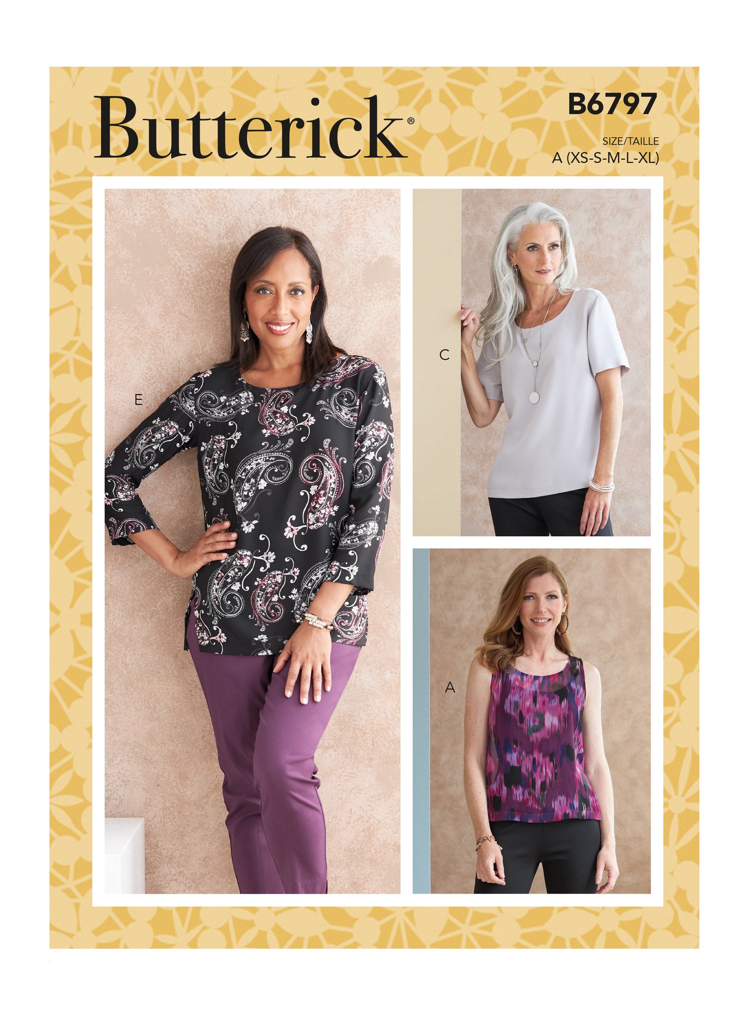 Butterick 6797 Misses' and Petite Scoop-neck Tops sewing pattern from Jaycotts Sewing Supplies