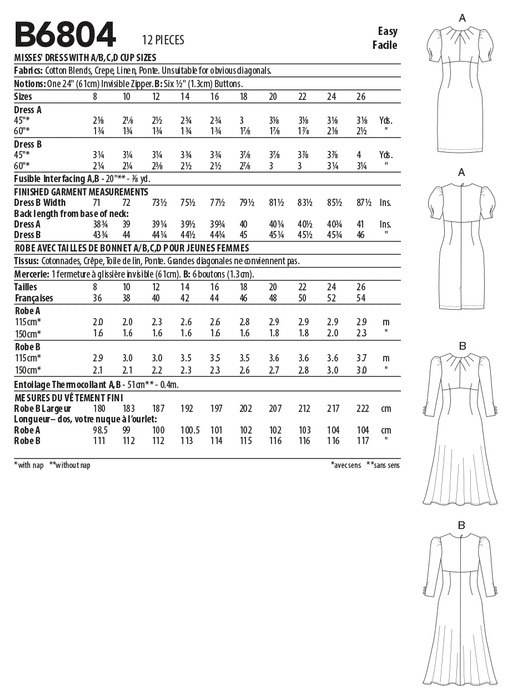 Butterick 6804 Misses Dress Pattern from Jaycotts Sewing Supplies