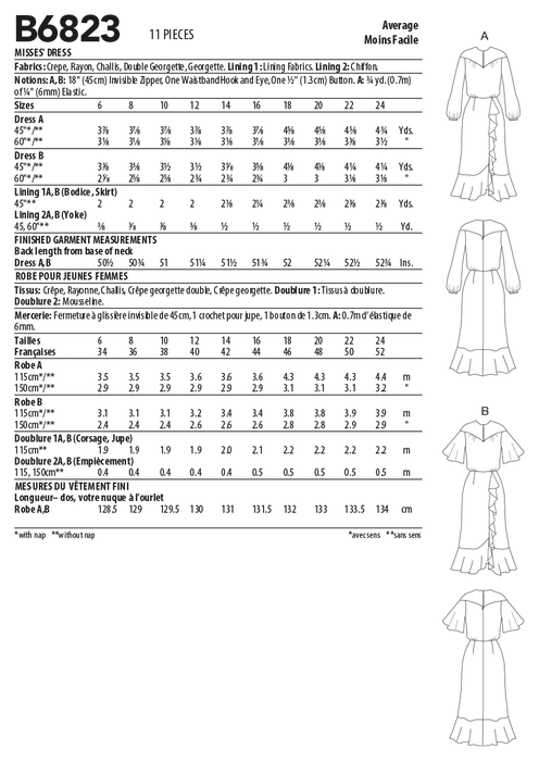 Butterick sewing pattern 6823 Misses' Dress from Jaycotts Sewing Supplies