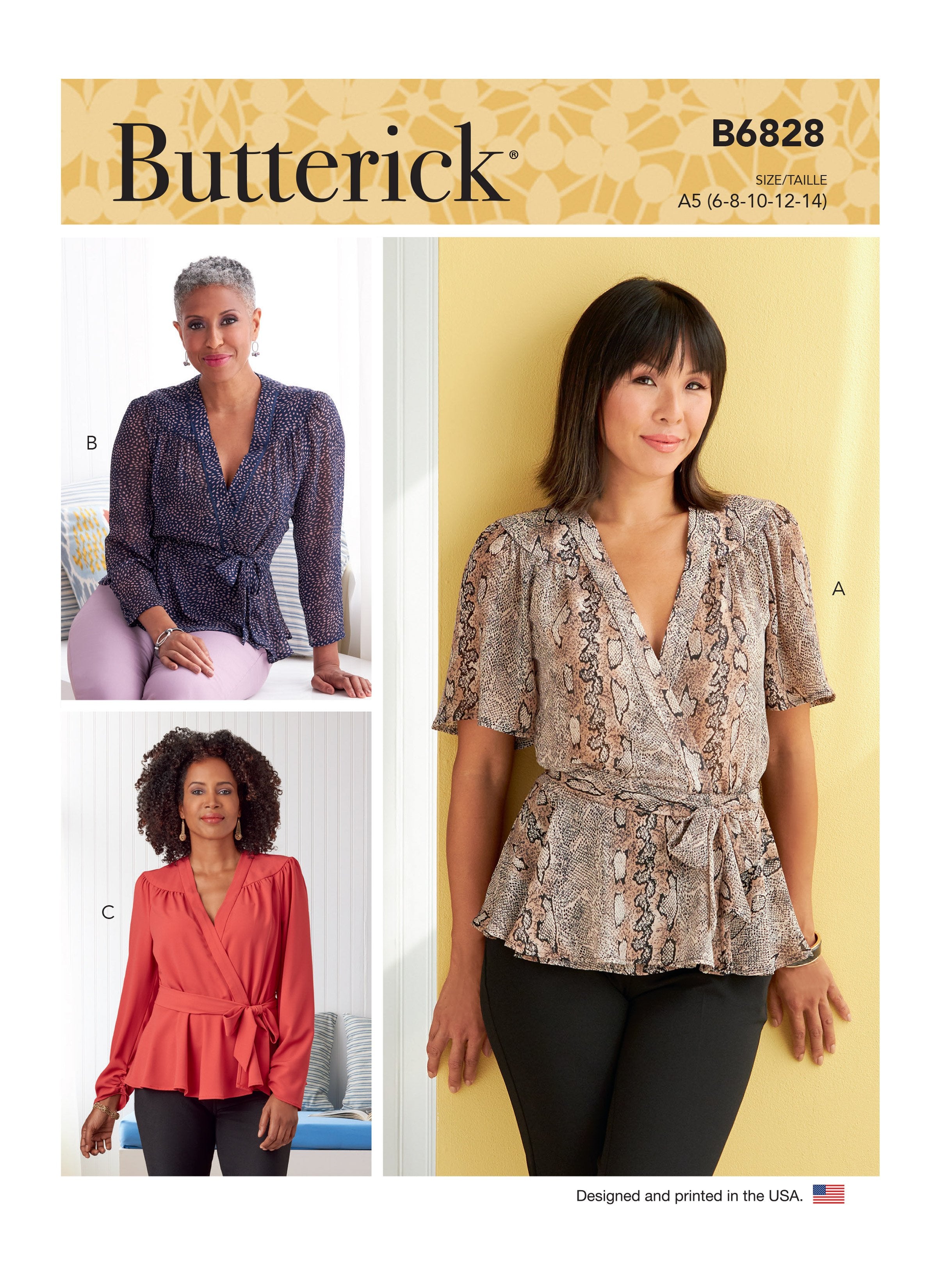 Butterick sewing pattern 6828 Misses' Tops from Jaycotts Sewing Supplies