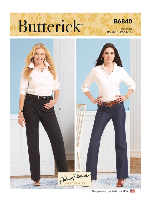 Butterick sewing pattern 6840 Misses' and Women's Straight-Leg or Boot Cut Jeans from Jaycotts Sewing Supplies