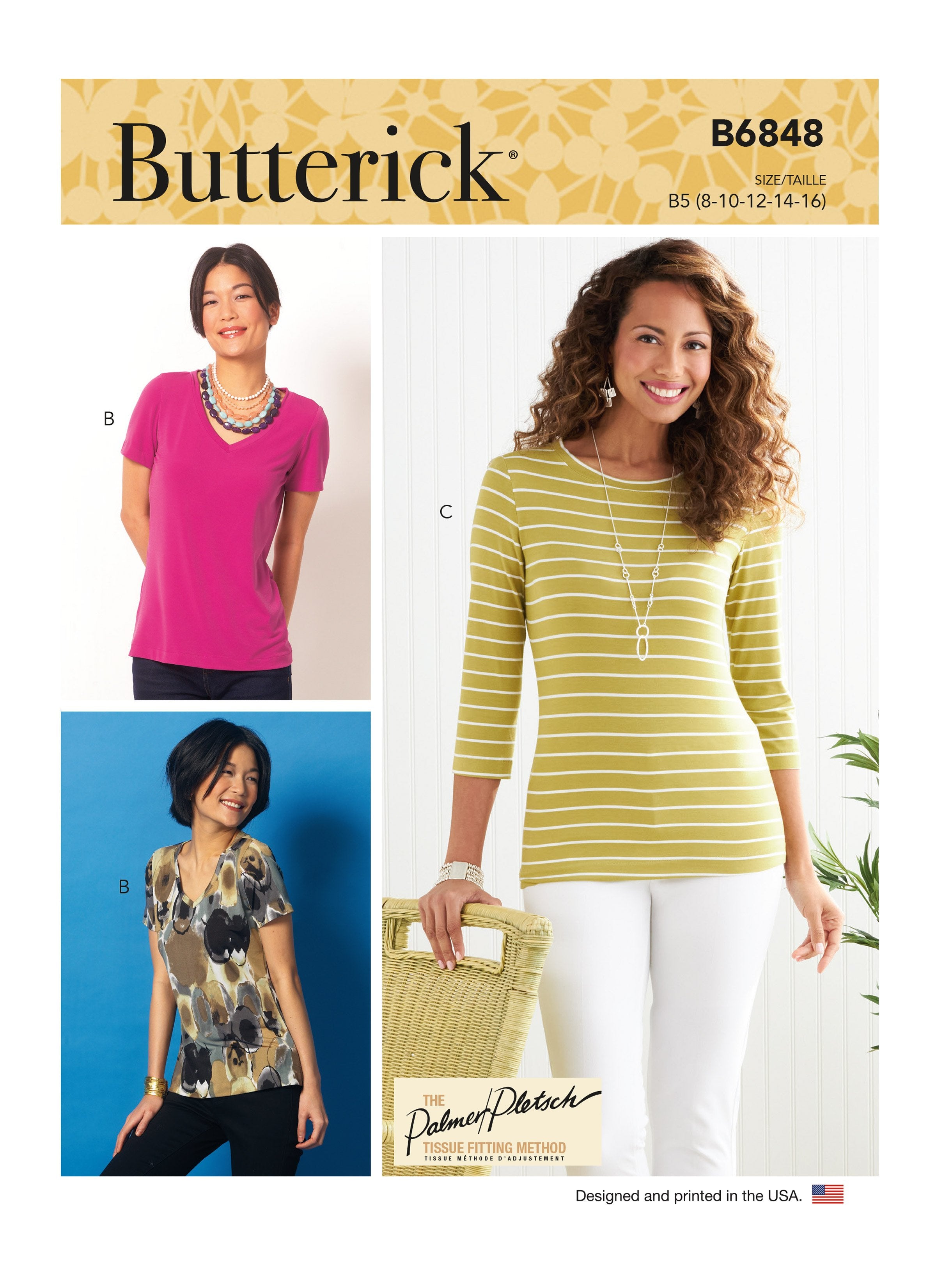Butterick sewing pattern 6848 Misses' T-Shirts and Tank Top from Jaycotts Sewing Supplies