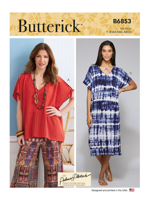 Butterick sewing pattern 6853 V-Neck Pullover Tunic and Dresses from Jaycotts Sewing Supplies