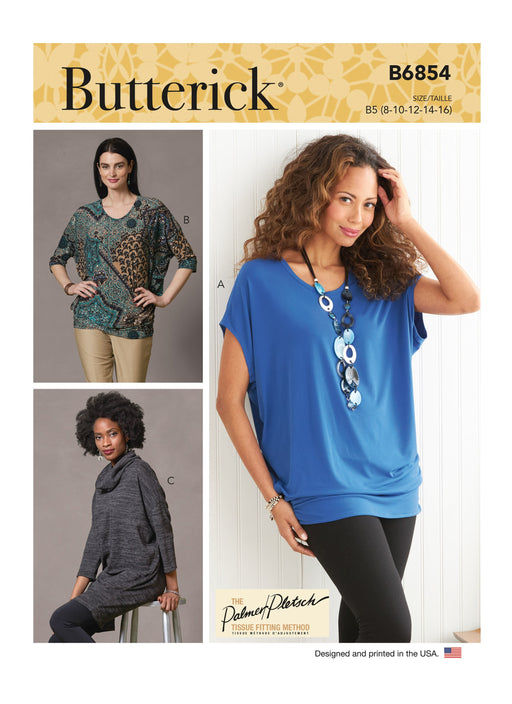 Butterick sewing pattern 6854 Misses' Tops and Tunic from Jaycotts Sewing Supplies