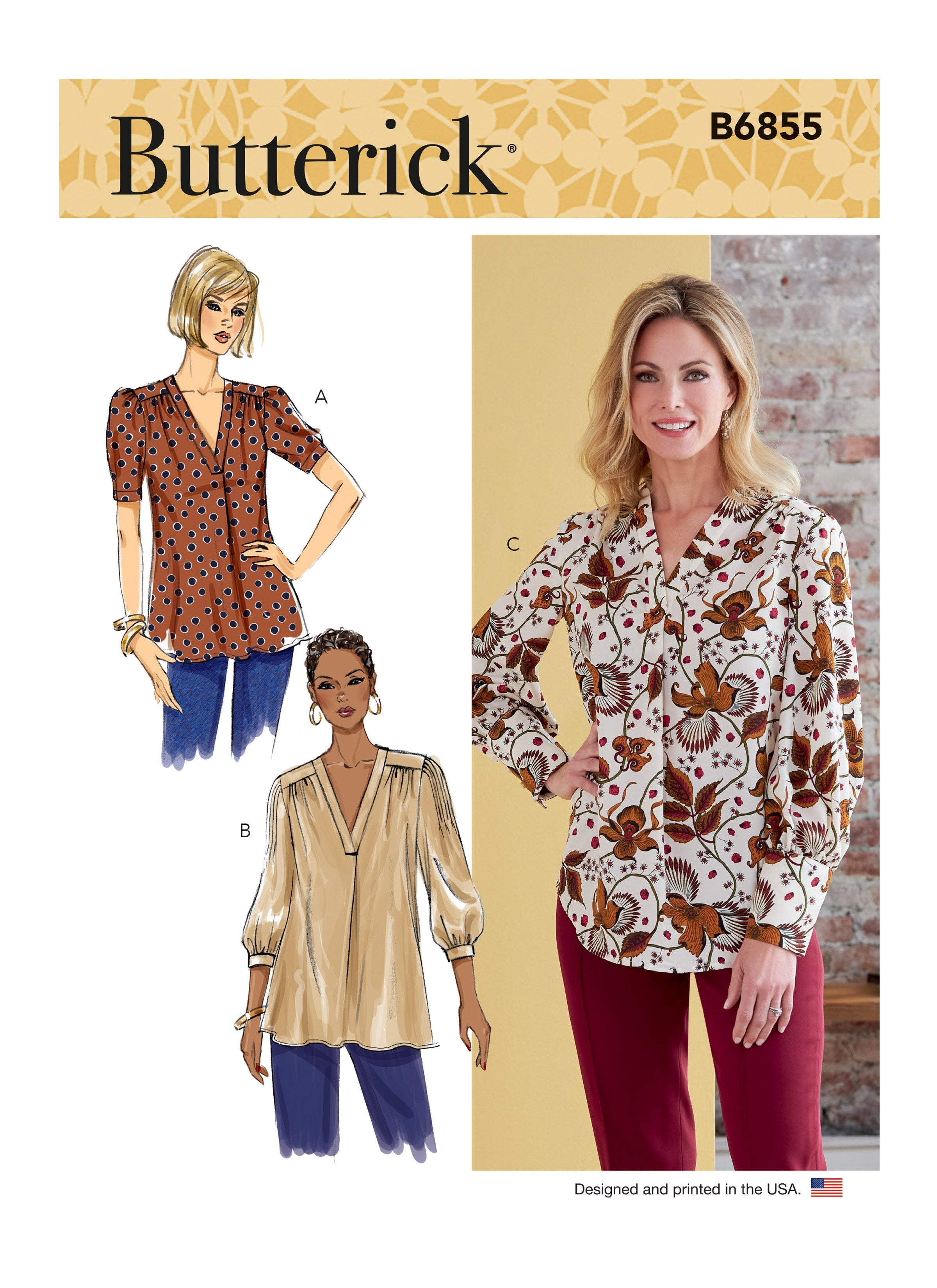 Butterick sewing pattern 6855 Misses' Top from Jaycotts Sewing Supplies