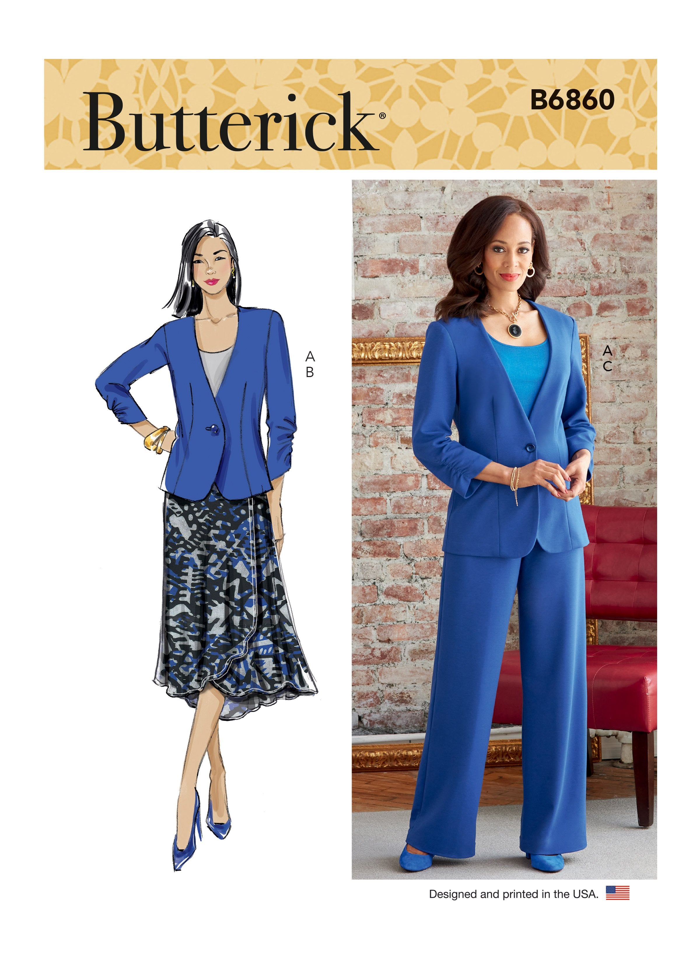 Butterick sewing pattern 6860 Misses' and Women's Jacket, Skirt and Pants from Jaycotts Sewing Supplies