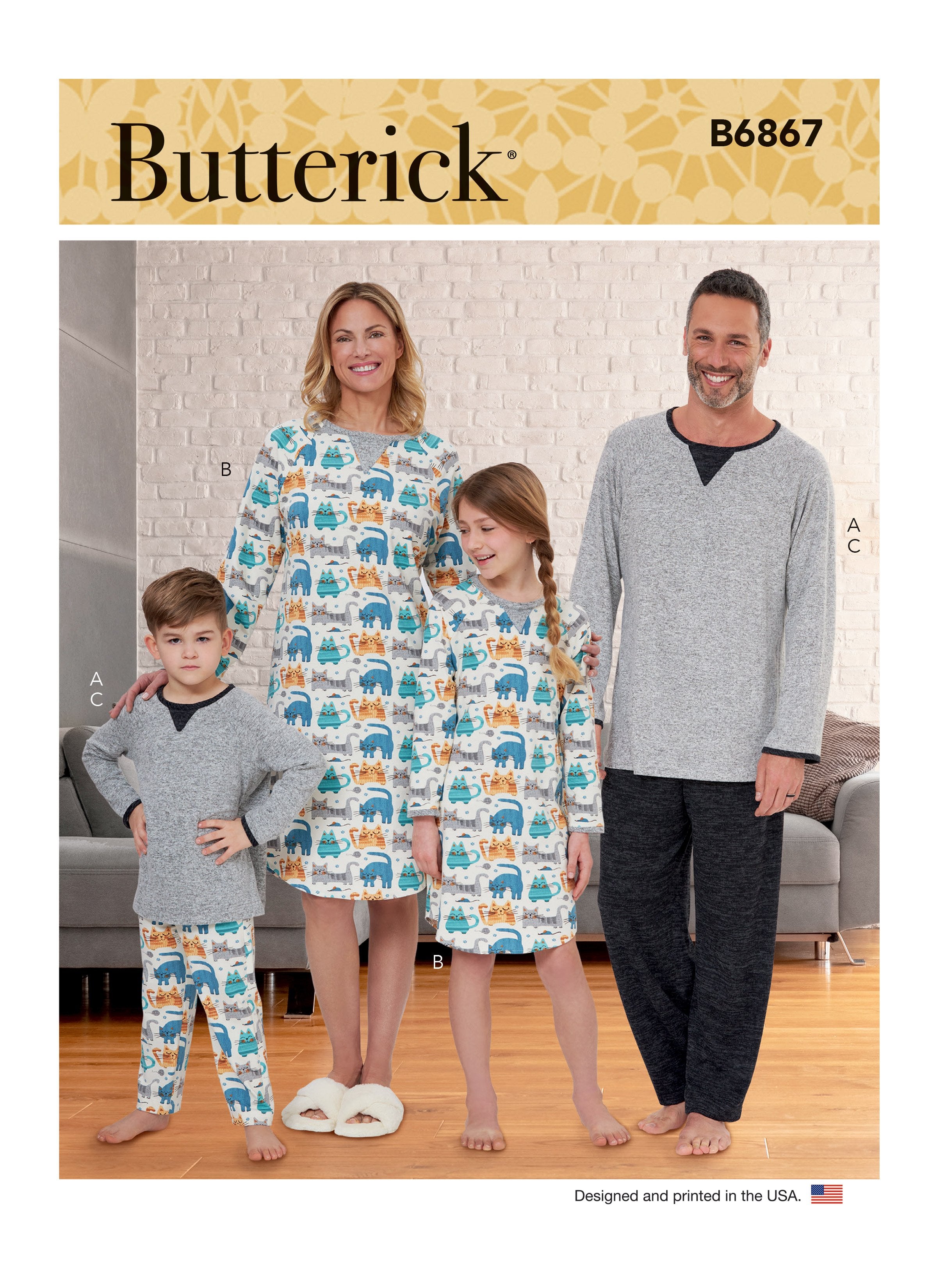 Butterick sewing pattern 6867 Unisex Sleepwear from Jaycotts Sewing Supplies