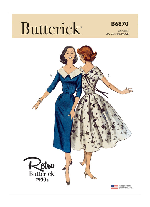 Butterick 6870  Dress and Belt sewing pattern from Jaycotts Sewing Supplies