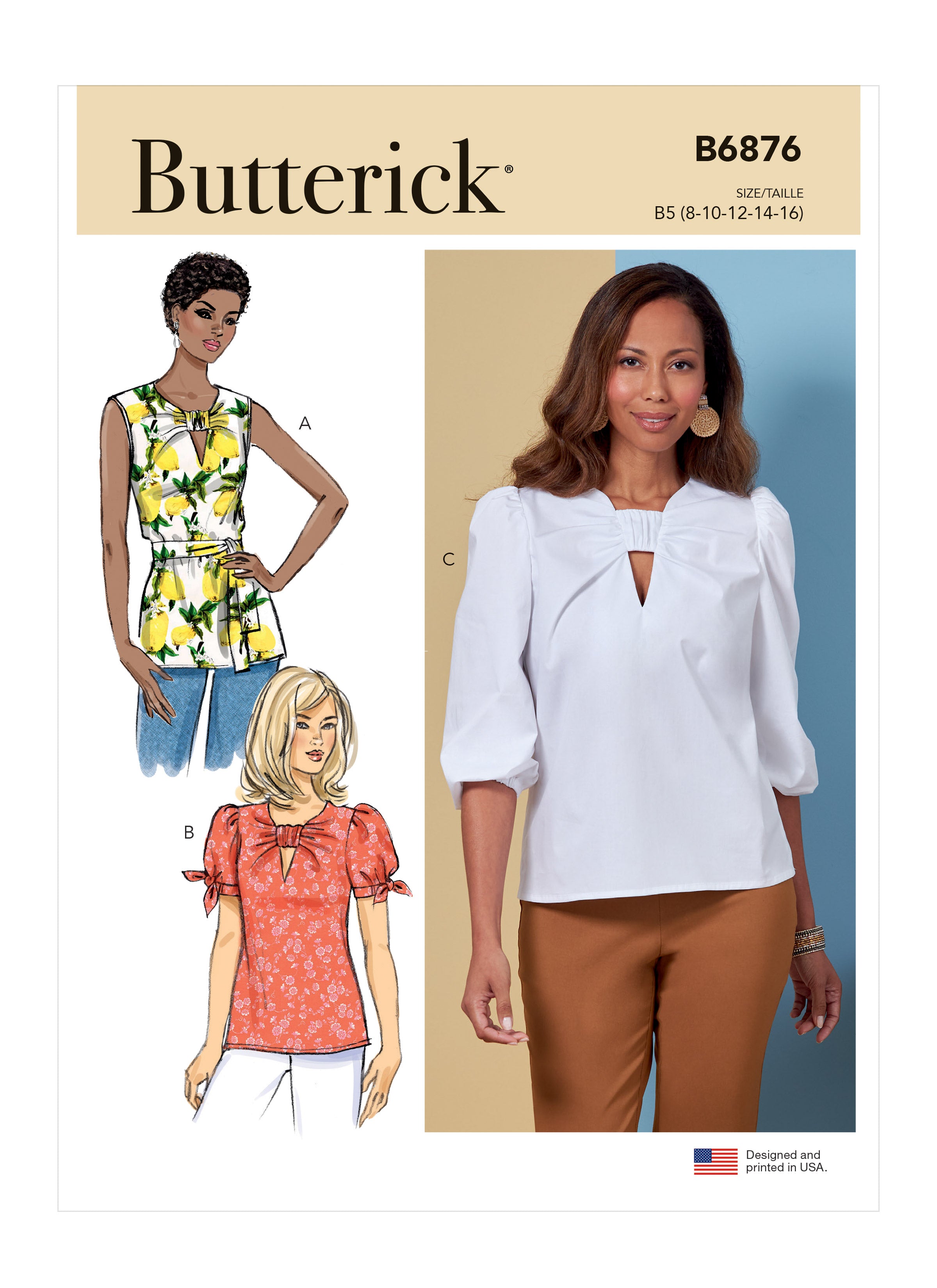Butterick 6876 Tunic with Sash and Top sewing pattern from Jaycotts Sewing Supplies