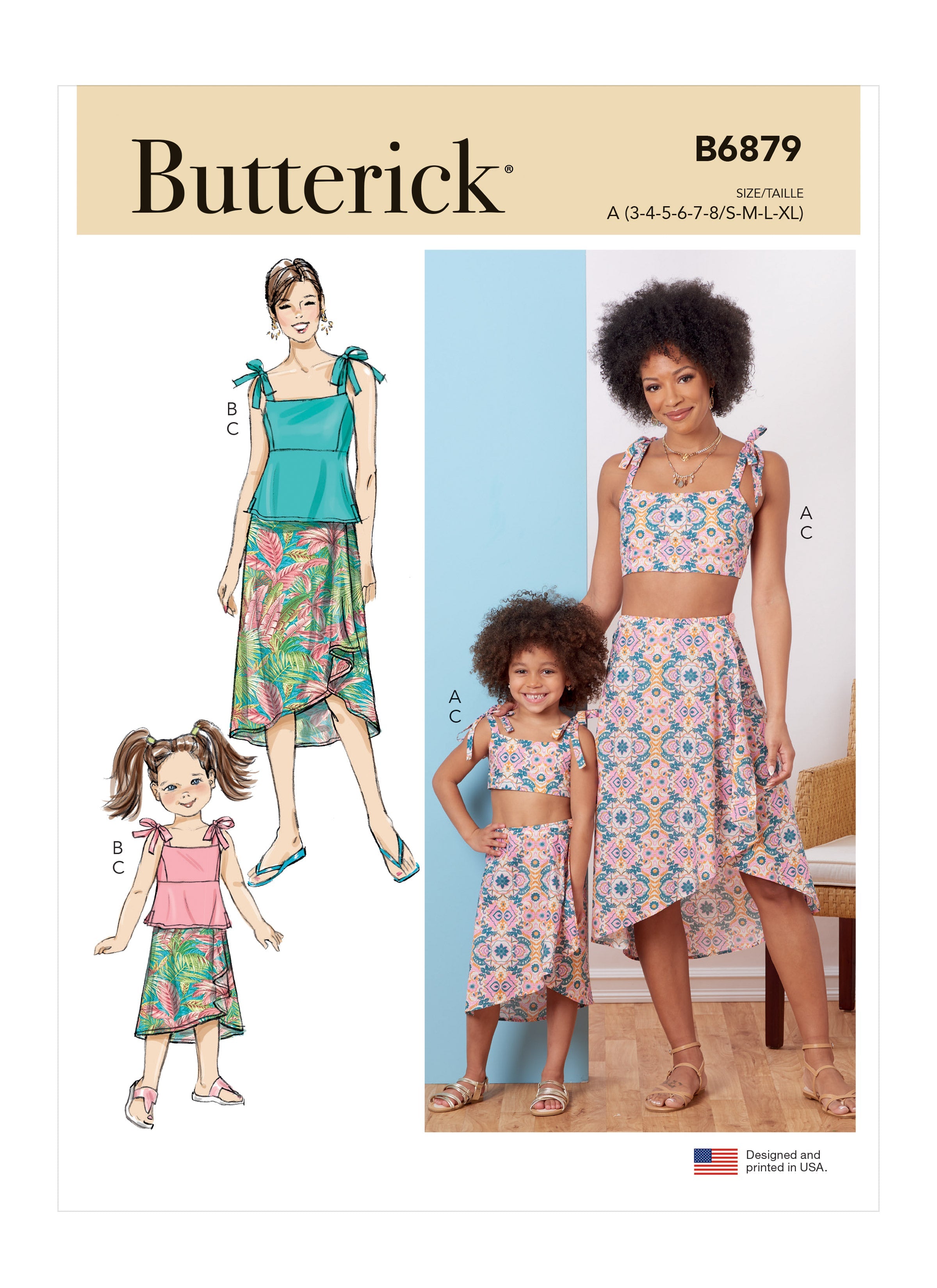 Butterick 6879 Mother and Daughter Tops and Skirts Pattern from Jaycotts Sewing Supplies