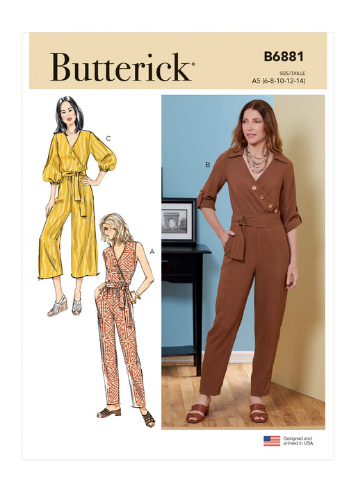 Butterick 6881 Jumpsuit, Sash and Belt sewing pattern from Jaycotts Sewing Supplies