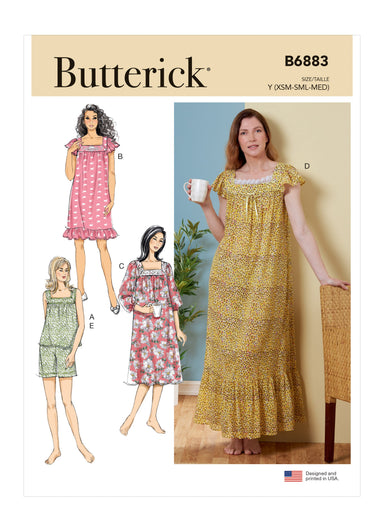Butterick 6883 Easy to sew sleepwear sewing pattern from Jaycotts Sewing Supplies