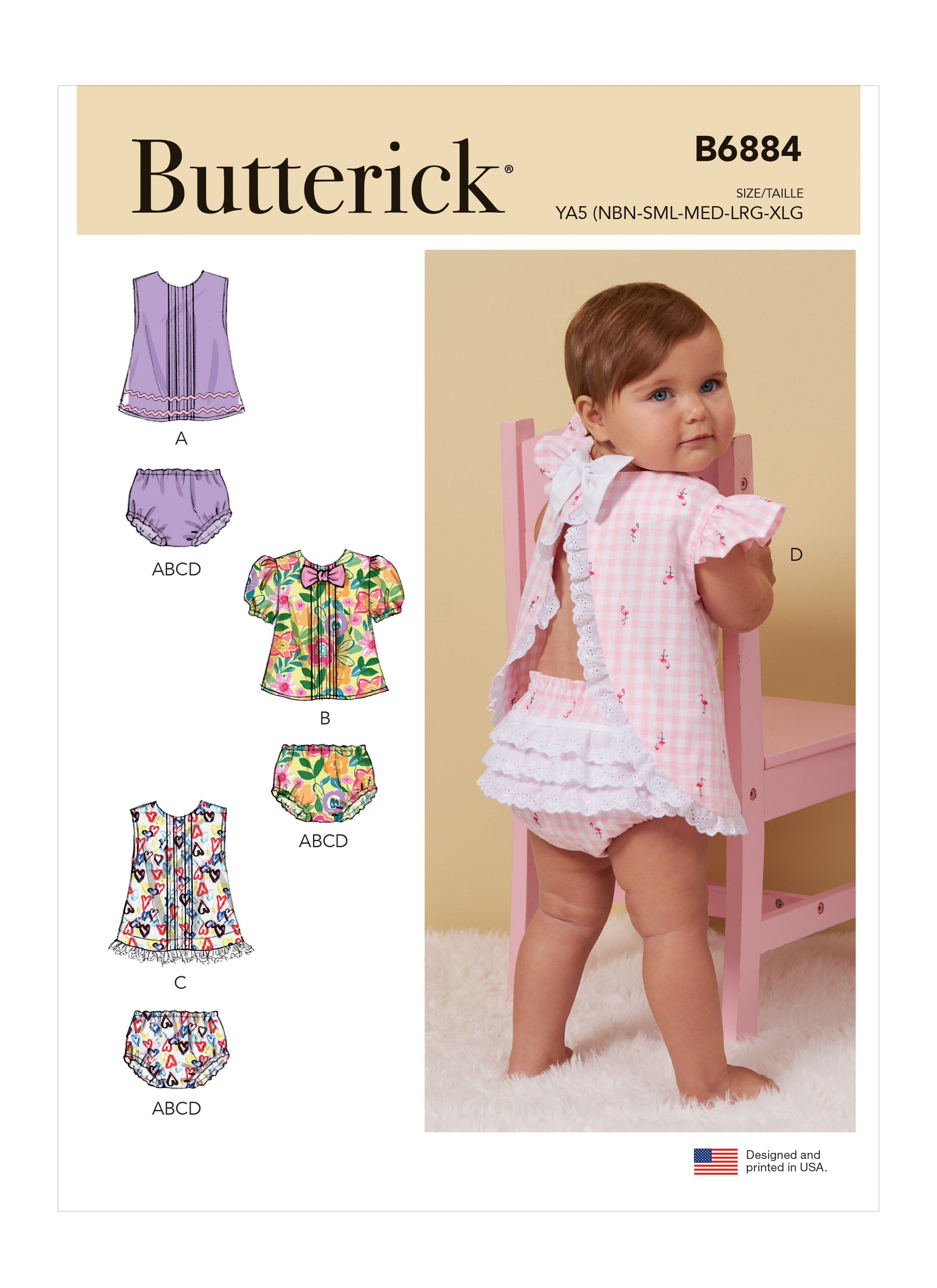 Butterick 6884 Infants' Top and Panties sewing pattern from Jaycotts Sewing Supplies