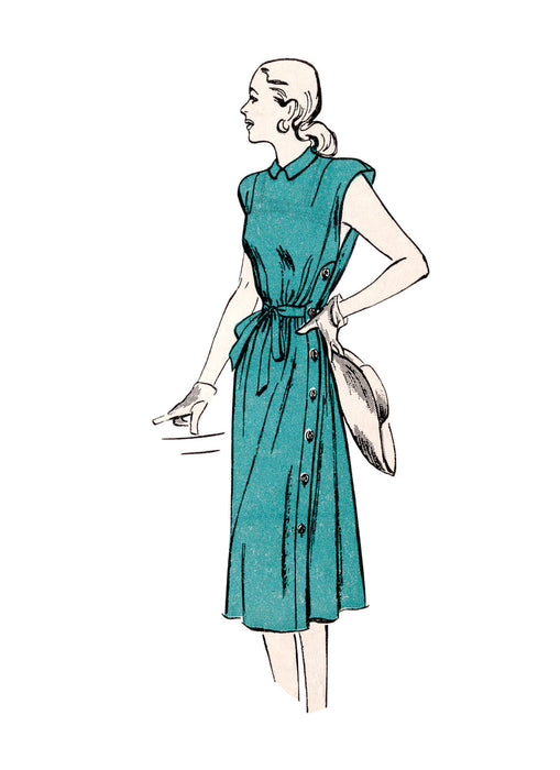 Butterick sewing pattern 6889 Fifties side buttoning Dress from Jaycotts Sewing Supplies