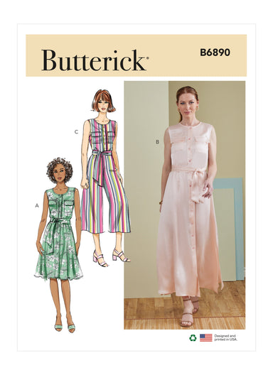 Butterick sewing pattern 6890 Misses' Dress, Jumpsuit and Sash from Jaycotts Sewing Supplies