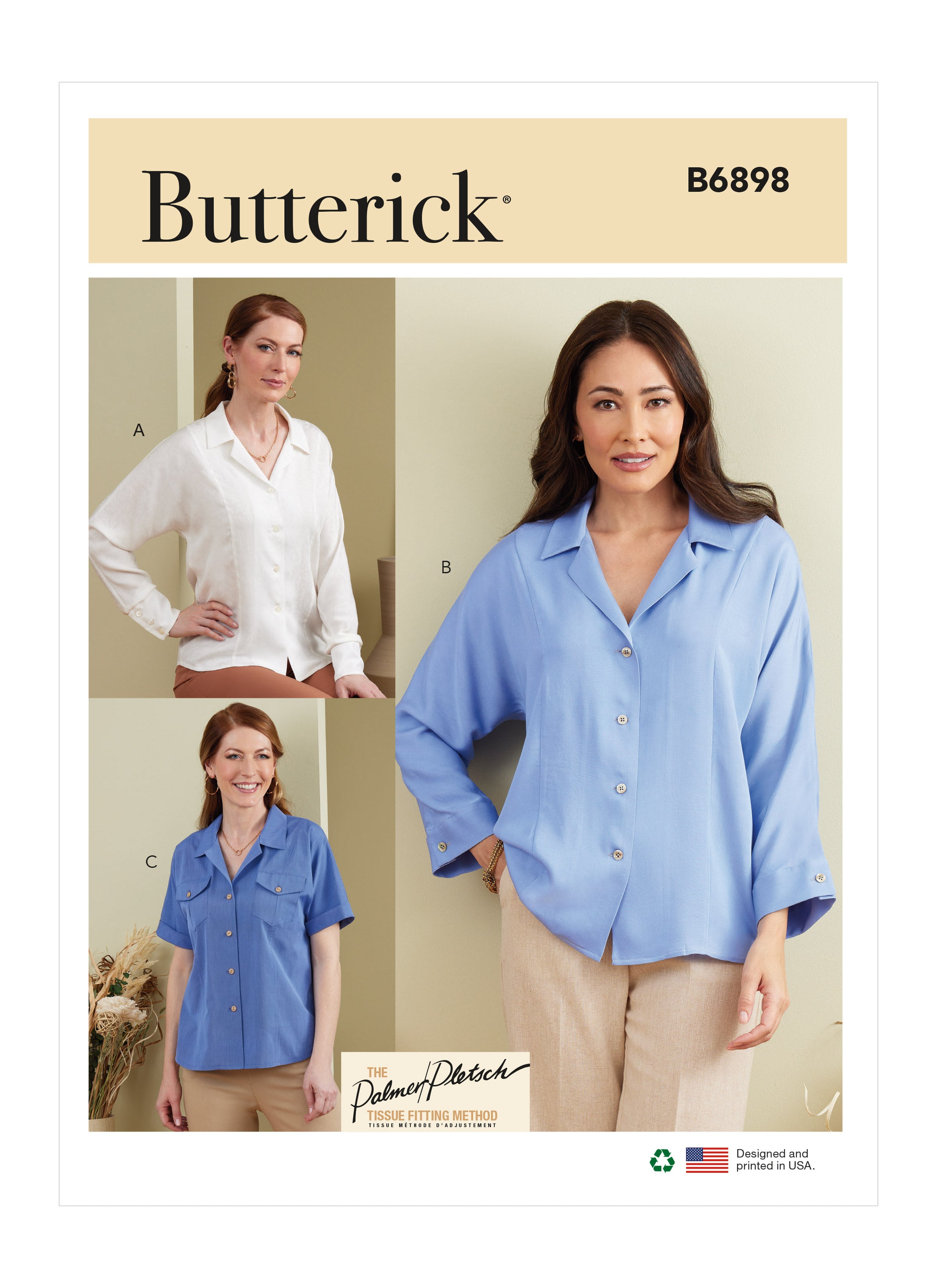 Butterick sewing pattern 6898 Misses' Top from Jaycotts Sewing Supplies