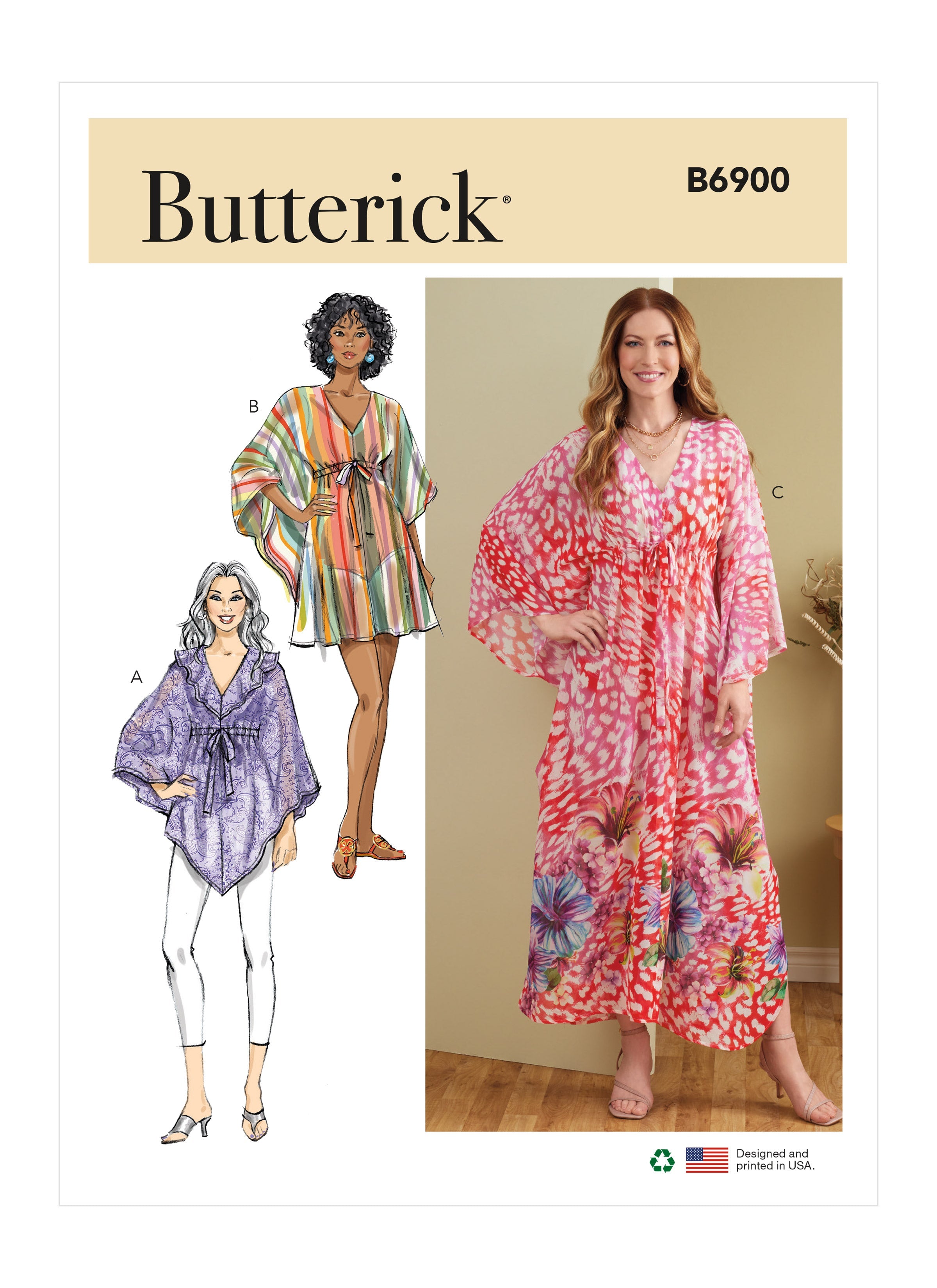 Butterick sewing pattern 6900 Misses' Caftan from Jaycotts Sewing Supplies
