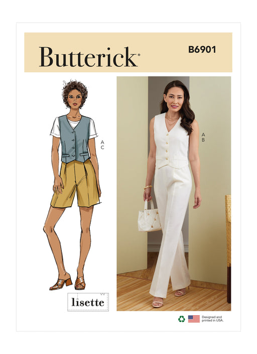 Butterick sewing pattern 6901 Misses' waiscoat and trousers from Jaycotts Sewing Supplies