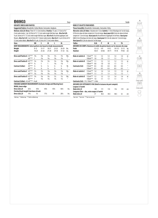 Butterick sewing pattern 6903 Infants' Dress and Panties from Jaycotts Sewing Supplies