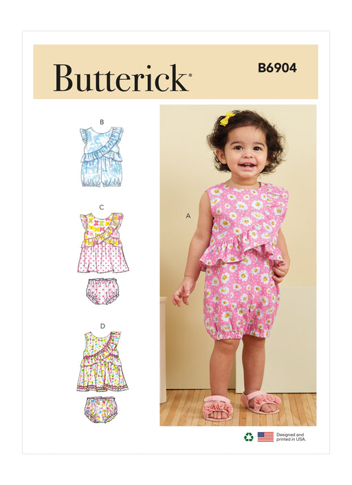 Butterick sewing pattern 6904 Infants' Romper, Dress and Panties from Jaycotts Sewing Supplies