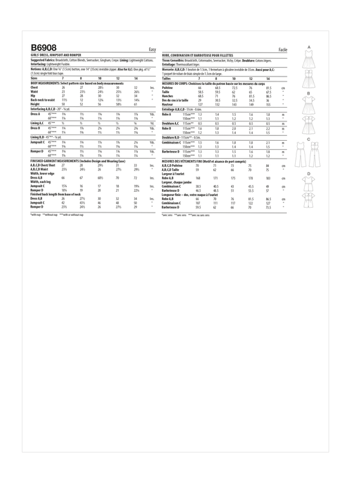 Butterick sewing pattern 6908 Girls' Dress, Jumpsuit and Romper from Jaycotts Sewing Supplies