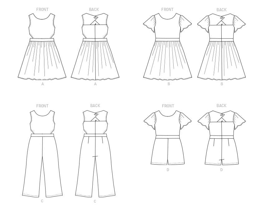 Butterick sewing pattern 6908 Girls' Dress, Jumpsuit and Romper from Jaycotts Sewing Supplies