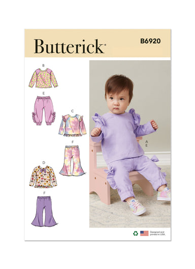 Butterick sewing pattern 6920 Infants' Knit Top and Pants from Jaycotts Sewing Supplies