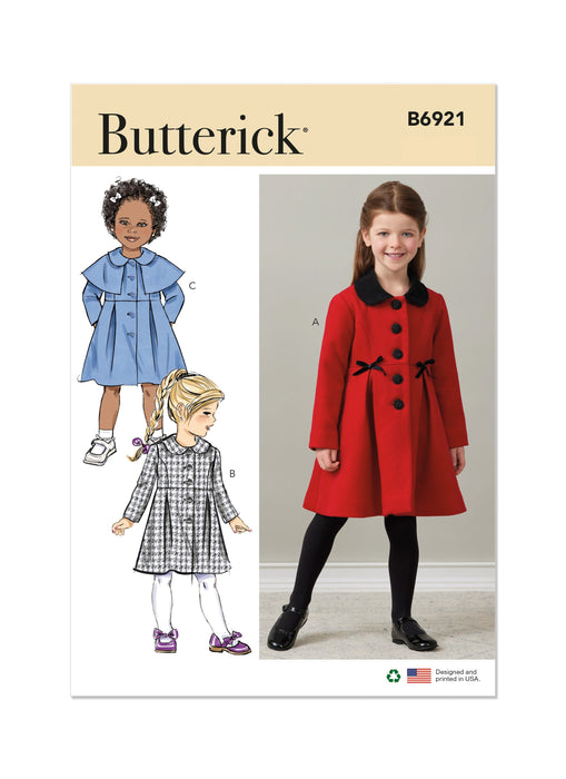 Children's Coat Butterick sewing pattern 6921 —