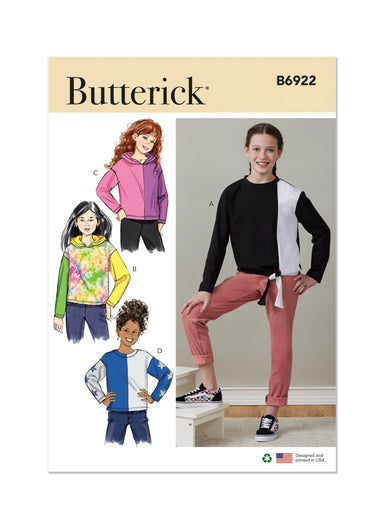 Butterick sewing pattern 6922 Girls' Knit Top from Jaycotts Sewing Supplies