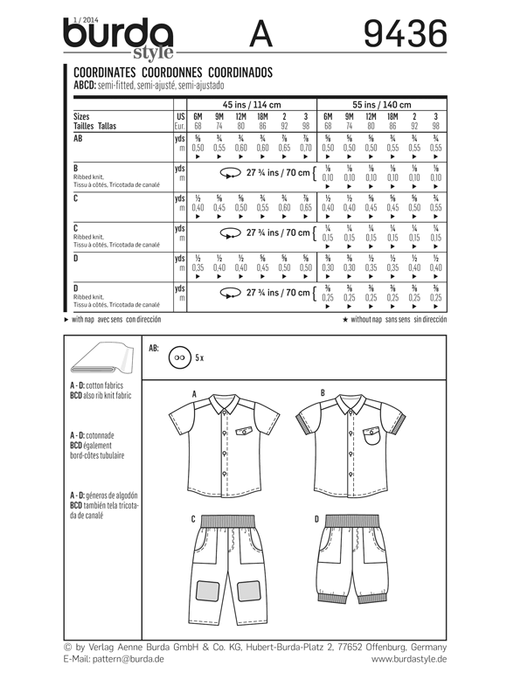 BD9436 Baby Coordinates | Easy from Jaycotts Sewing Supplies