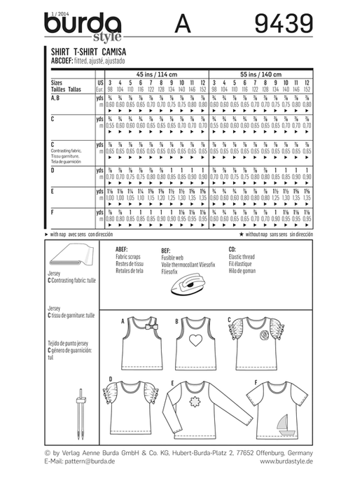 BD9439 Child T-Shirt | Easy from Jaycotts Sewing Supplies