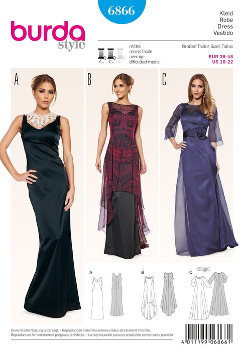 BD6866 Misses Evening Dress from Jaycotts Sewing Supplies