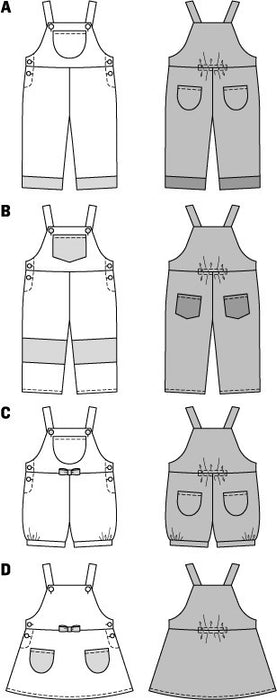 BD9424 Toddler Dungarees from Jaycotts Sewing Supplies