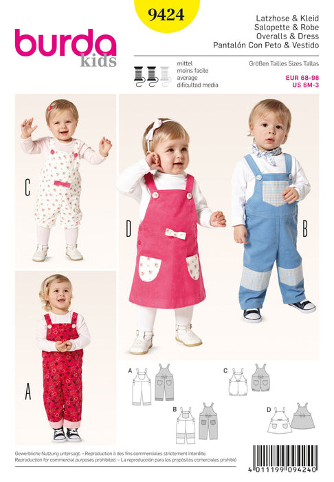 BD9424 Toddler Dungarees from Jaycotts Sewing Supplies