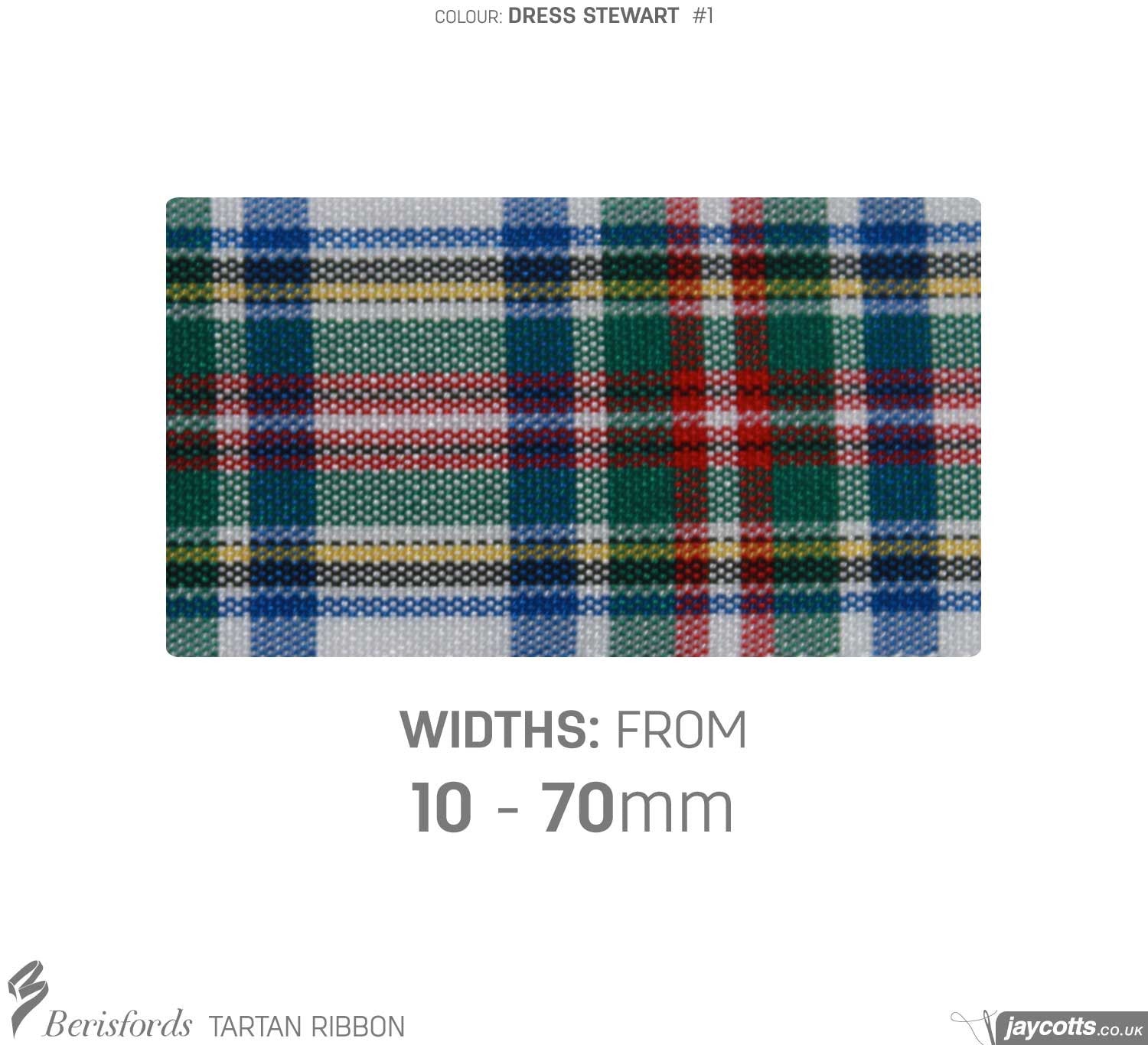 Berisfords Tartan Ribbon: #1 Dress Stewart from Jaycotts Sewing Supplies