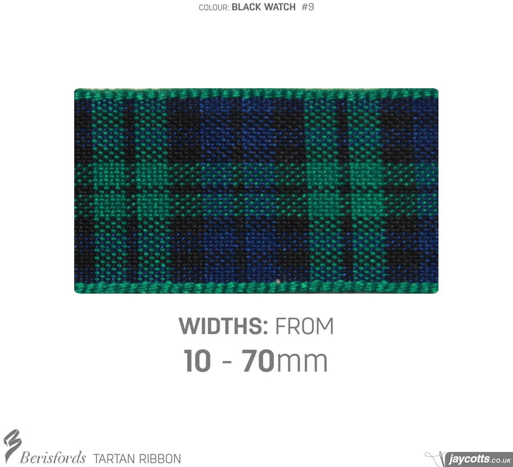 Berisfords Tartan Ribbon: #9 Black Watch from Jaycotts Sewing Supplies