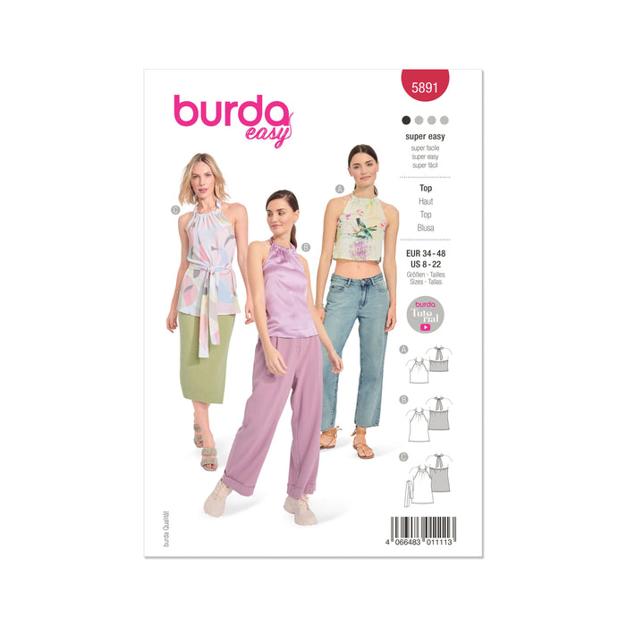 Burda Style Sewing Pattern 5891 Misses' Top from Jaycotts Sewing Supplies