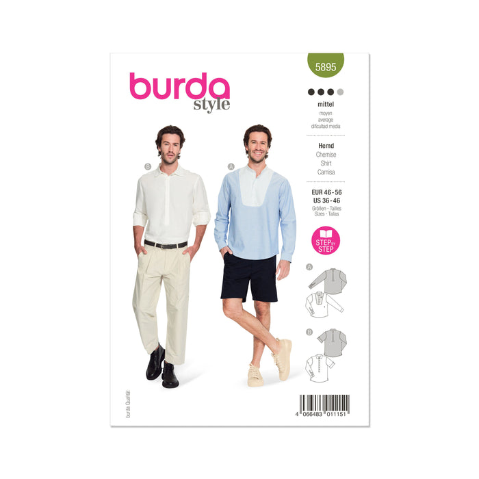 Burda Style Sewing Pattern 5895 Men's Top from Jaycotts Sewing Supplies