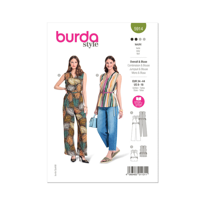 Burda Style Sewing Pattern 5914 Misses' Jumpsuit and Top from Jaycotts Sewing Supplies