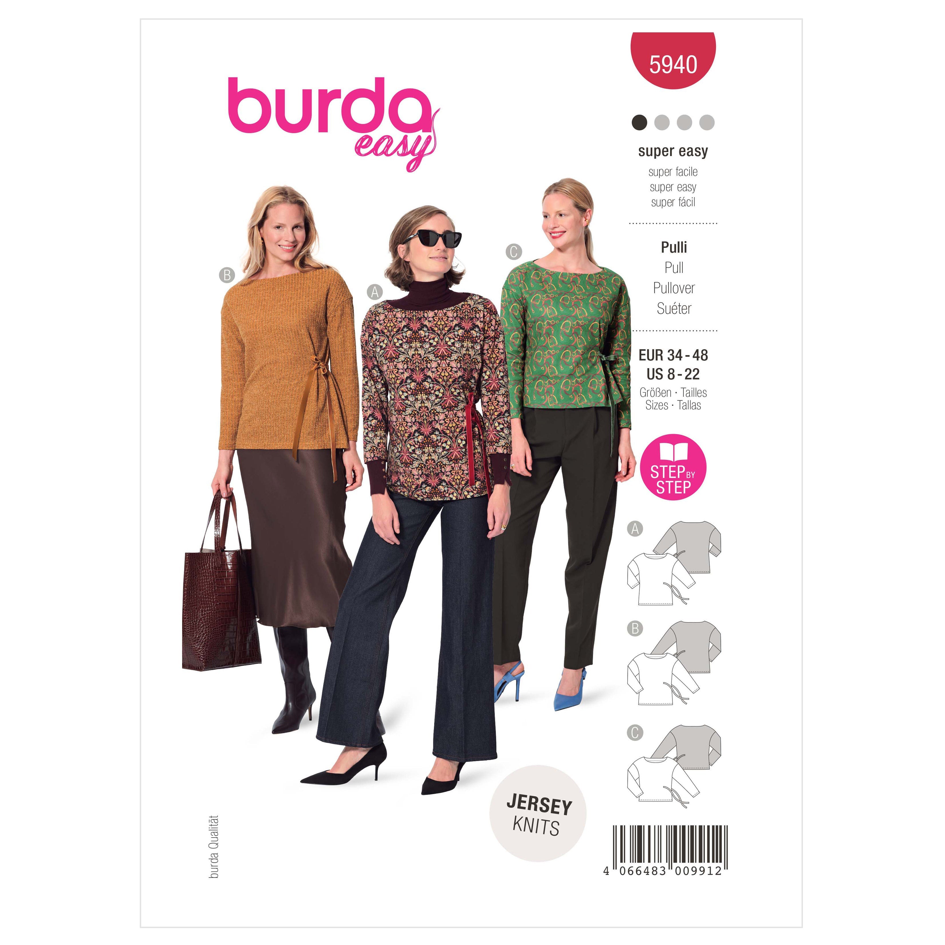 Burda Sewing Pattern 5940 Misses' Top from Jaycotts Sewing Supplies