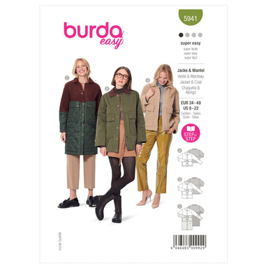 Burda Sewing Pattern 5941 Misses' Jacket and Coat from Jaycotts Sewing Supplies