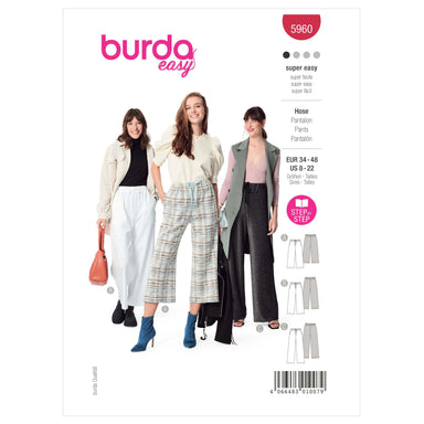 Burda Sewing Pattern 5960 Misses' Pants from Jaycotts Sewing Supplies