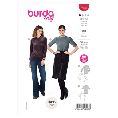 Burda Sewing Pattern 5970 Misses' Slim Fit Top from Jaycotts Sewing Supplies