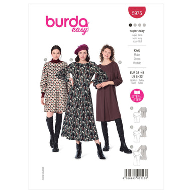 Burda Sewing Pattern 5975 Misses' Dress with Scoop Neckline from Jaycotts Sewing Supplies