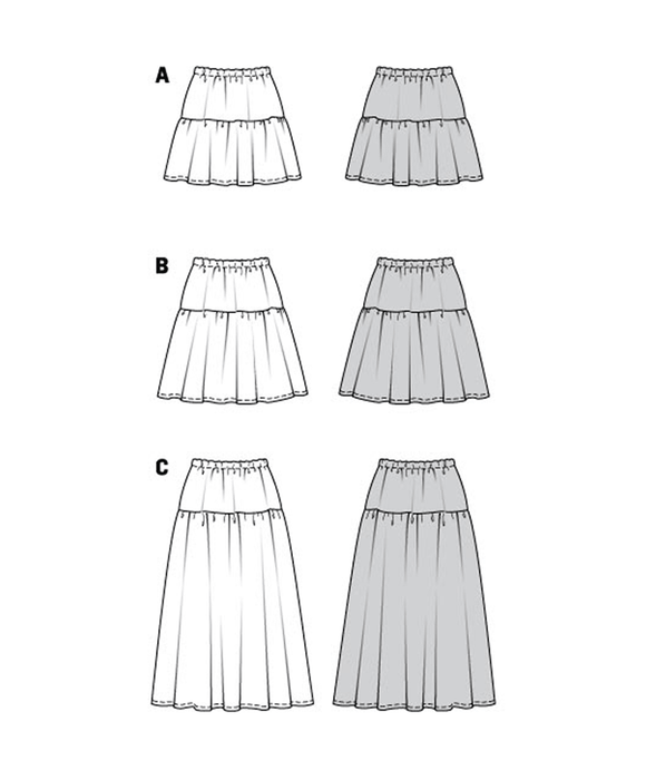 Burda Sewing Pattern 5978 Misses' Tiered Skirt with Elastic Waist from Jaycotts Sewing Supplies