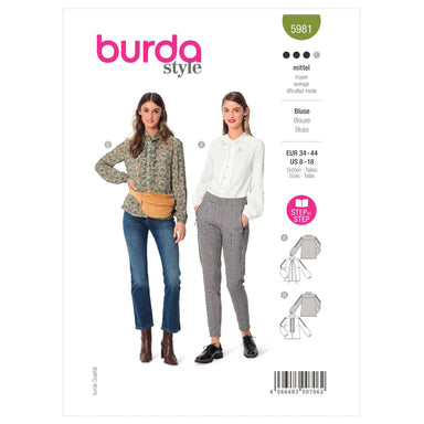 Burda Sewing Pattern 5981 Misses' Long Sleeve Blouse from Jaycotts Sewing Supplies