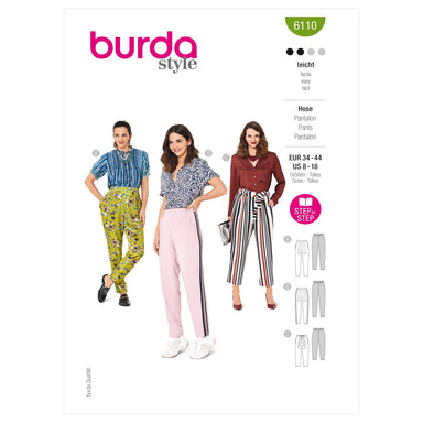 Burda Sewing Pattern 6110 Trousers and Pants from Jaycotts Sewing Supplies